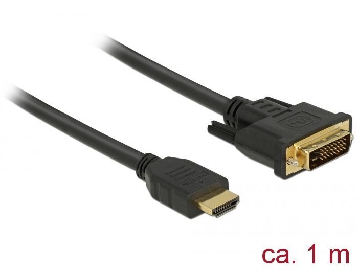 DeLock HDMI to DVI-D (Dual Link) (24+1) cable bidirectional 1m Black