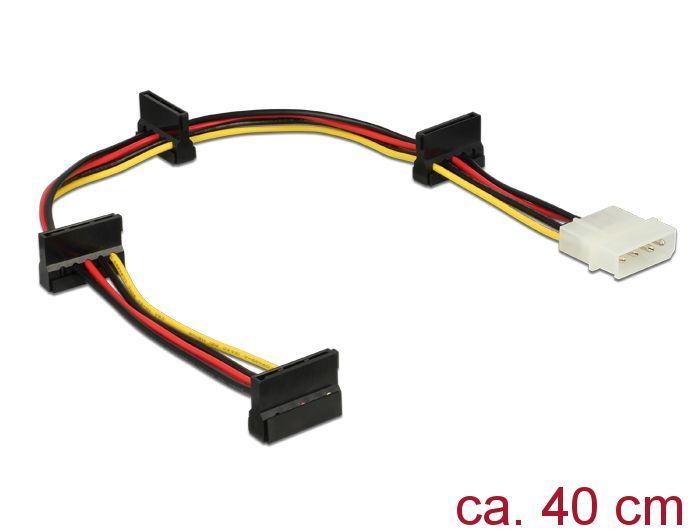 DeLock Power Molex 4 pin plug > 4x SATA 15 pin receptacle cable 0,4m