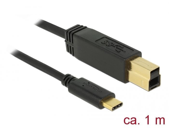 DeLock USB 3.1 Gen 2 (10 Gbps) cable Type-C to Type-B 1m Black