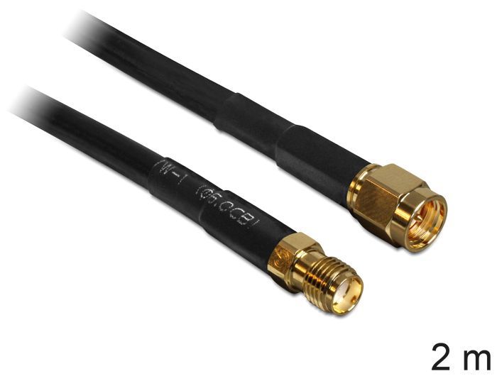 DeLock SMA Plug > SMA Jack CFD/RF200 2m Low Loss Antenna Cable