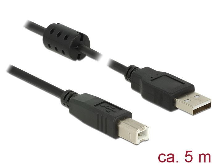 DeLock USB 2.0 Type-A male > USB 2.0 Type-B male 5m Black Cable