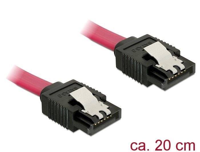 DeLock Cable SATA 6 Gb/s female straight > SATA female straight 20cm Red Metal