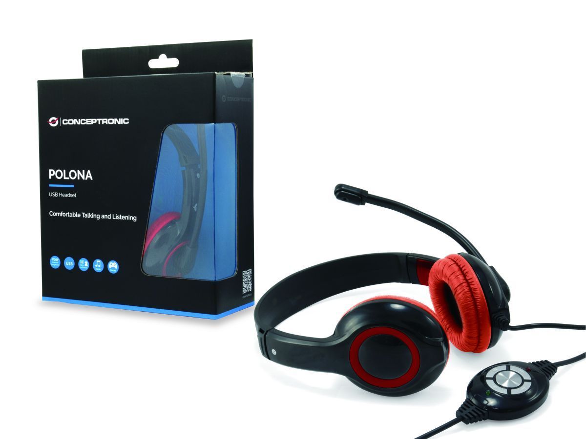 Conceptronic CCHATSTARU2R Headset Black/Red