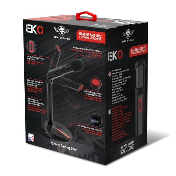 Spirit Of Gamer Eko USB Mikrofon Black/Red