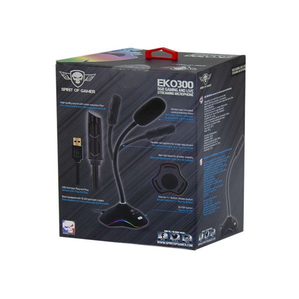 Spirit Of Gamer EKO300 RGB USB microphone Black
