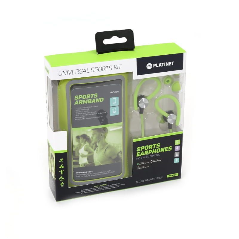 Platinet PM1070G Sport Headset + Arm Band Green