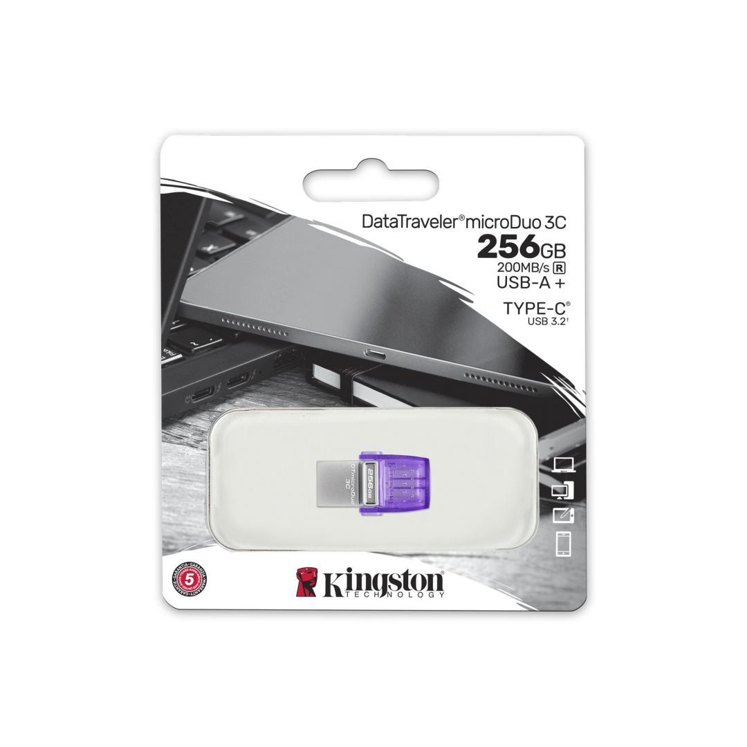 Kingston 256GB DT microDuo 3C USB3.2 Silver/Purple