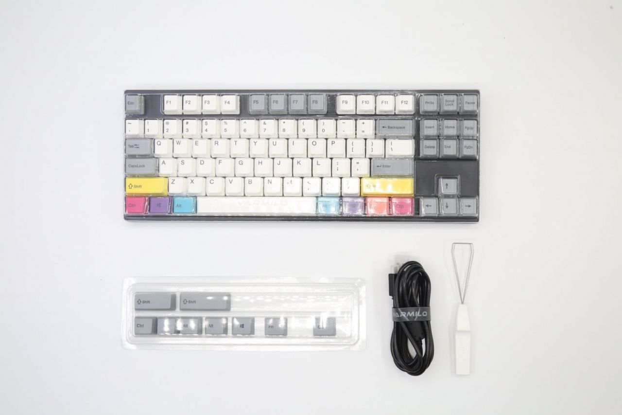 Varmilo VEA88 CMYK USB Cherry MX Blue Mechanical Gaming Keyboard Grey/White HU