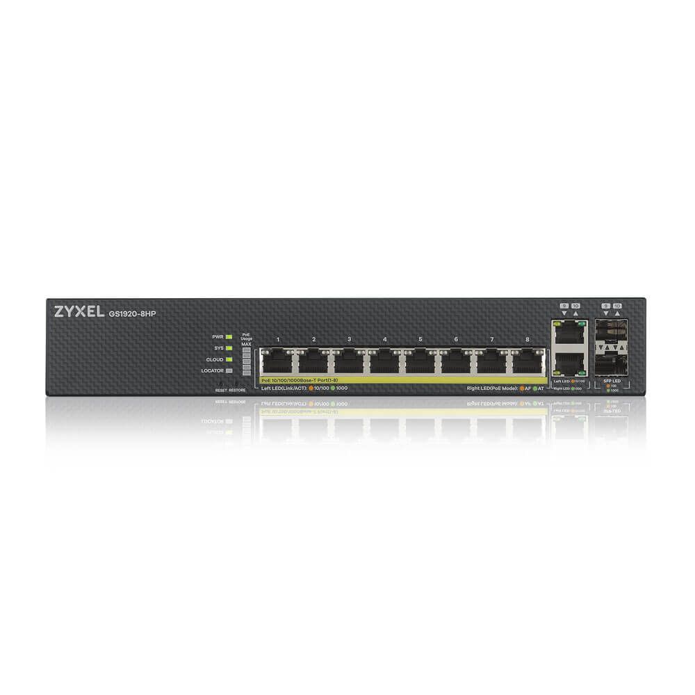 ZyXEL GS1920-8HPV2 8-port GbE Smart Managed PoE Switch