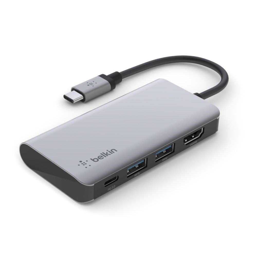 Belkin USB-C 4-in-1 Multiport Adapter Grey