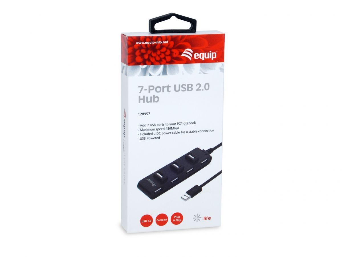 EQuip 7-Port USB 2.0 Hub Black