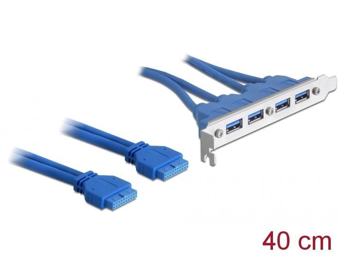 DeLock Slot bracket USB 3.0 pin header 19 pin 2 x internal > 4 x USB 3.0-A female external