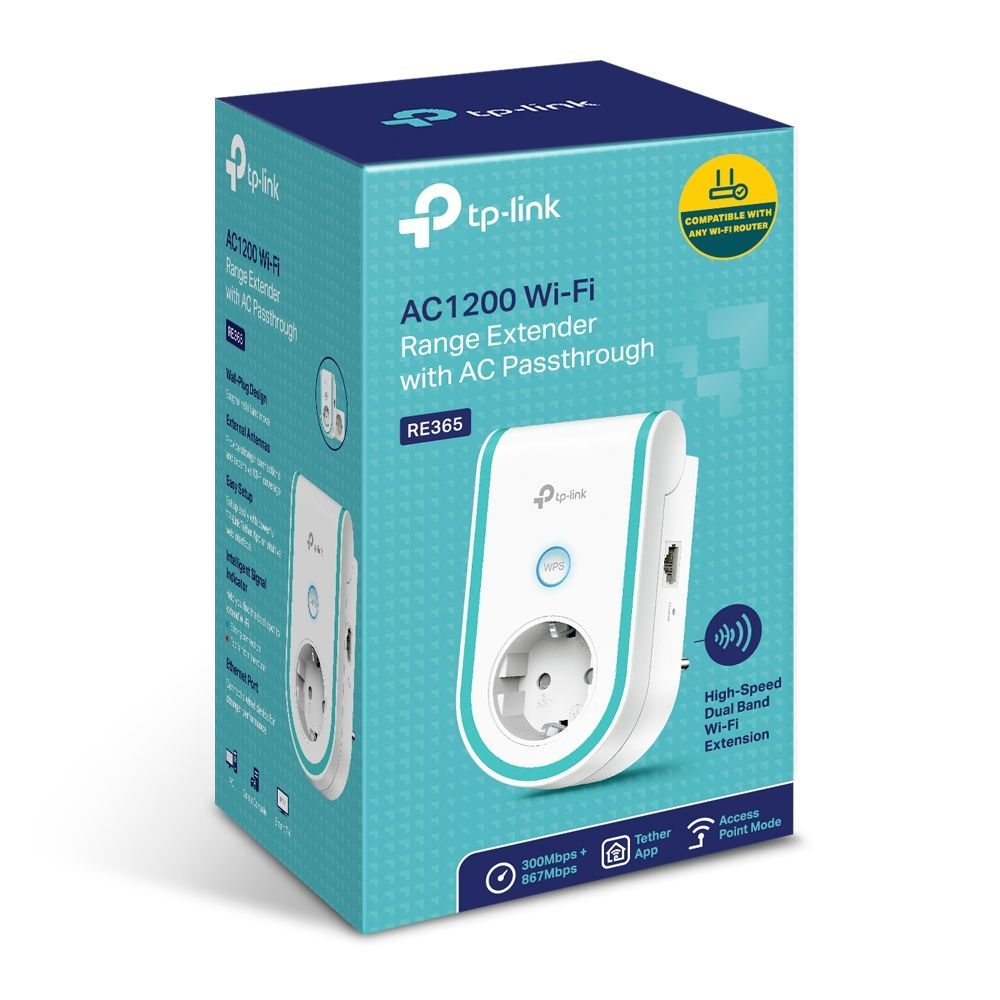 TP-Link RE365 AC1200 Wi-Fi with AC Passthrough Range Extender White