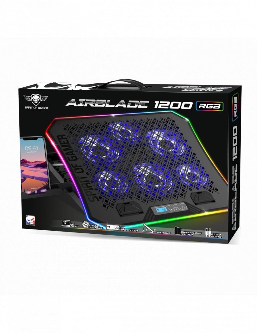 Spirit Of Gamer AirBlade 1200 RGB Notebook cooler Black
