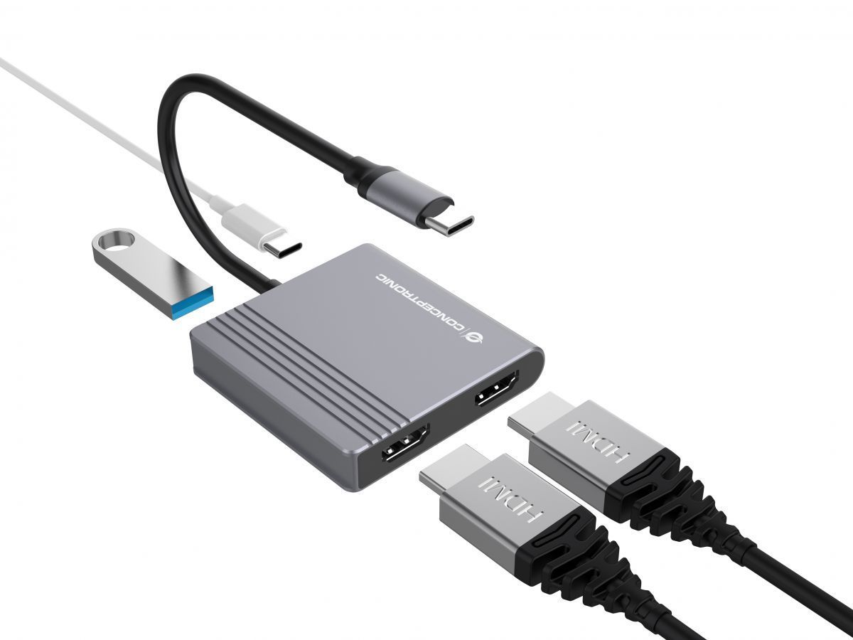 Conceptronic DONN13G 4in1 USB3.2 Gen 1 Docking Station Grey