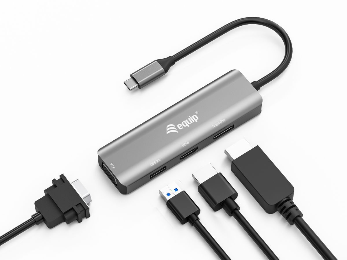 EQuip 133485 USB-C to HDMI/DisplayPort/VGA/USB Adapter