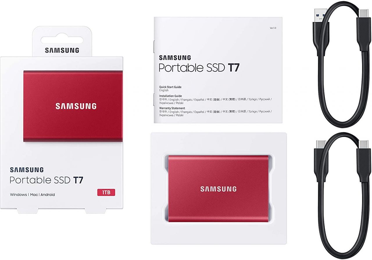 Samsung 1TB USB3.2/USB Type-C T7 Metallic Red