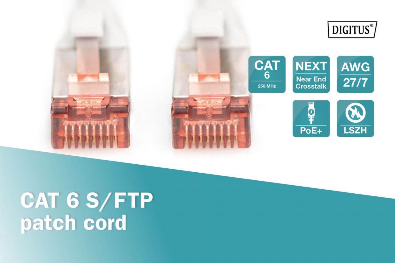 Digitus CAT6 S-FTP Patch Cable 0,5m Grey