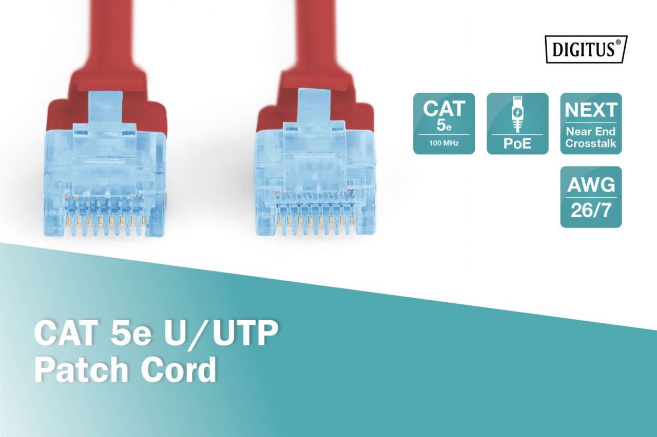 Digitus CAT5e U-UTP Patch Cable 1m Red
