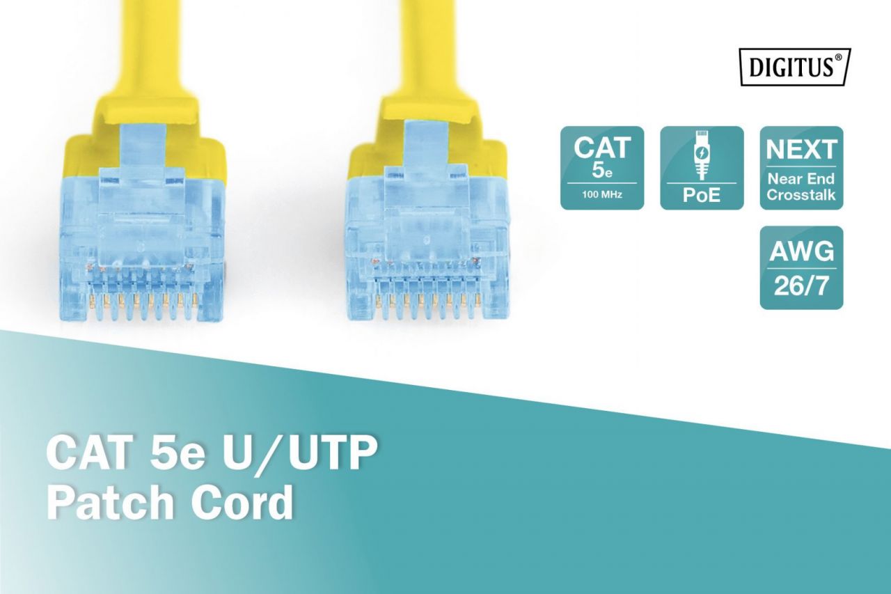 Digitus CAT5e U-UTP Patch Cable 1m Yellow