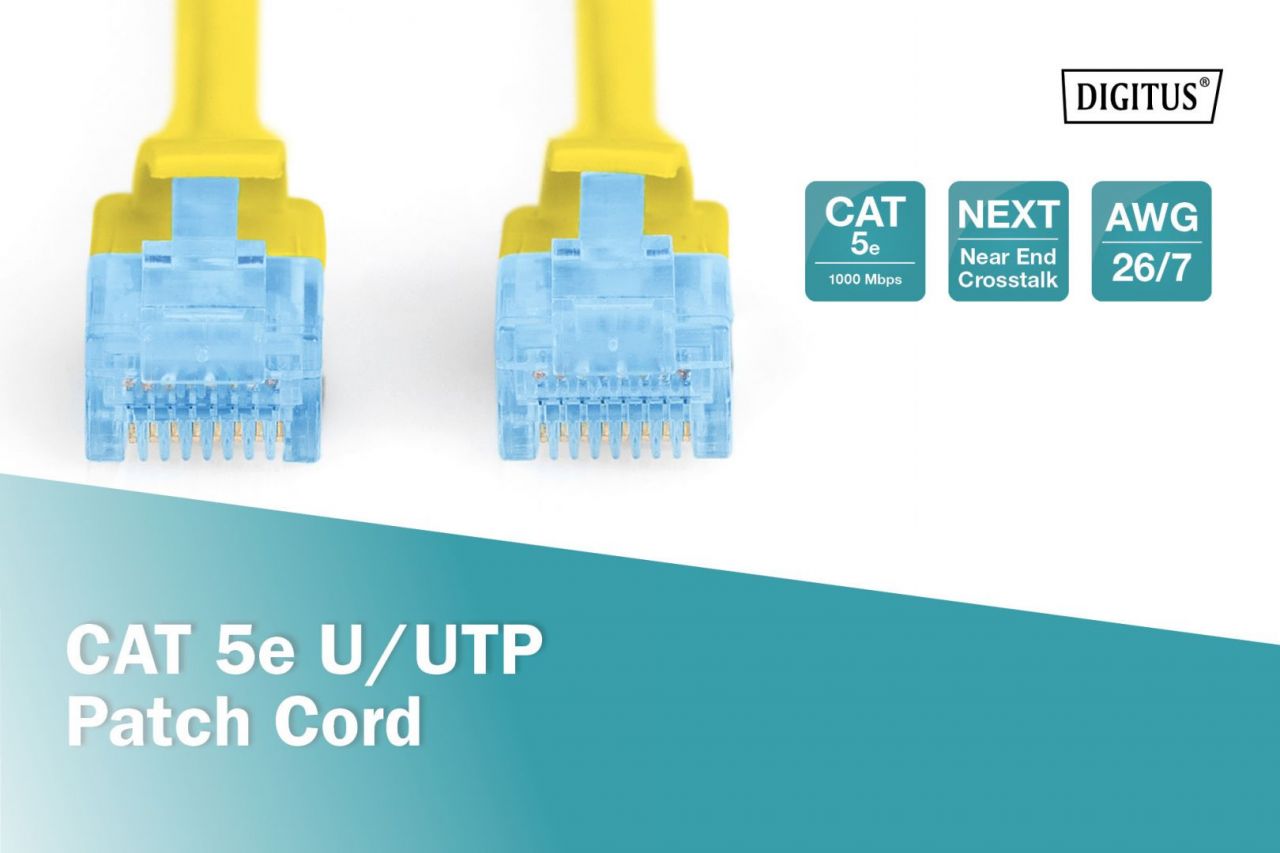 Digitus CAT5e U-UTP Patch Cable 0,5m Yellow