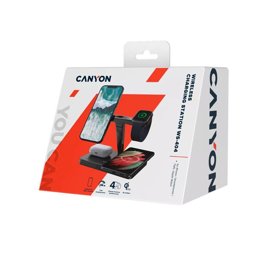 Canyon WS-404 4-in-1 Wireless charging station Black
