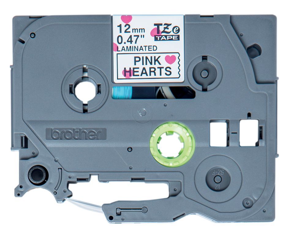 Brother TZe-MPPH31 laminált P-touch szalag (12mm) Black on Pink Heart - 4m