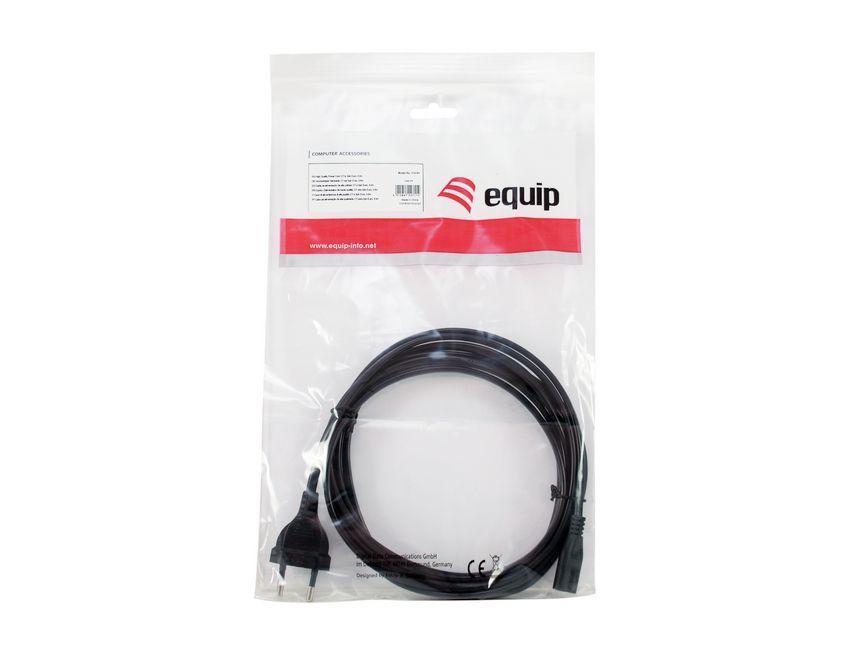 EQuip High Quality Power Cord C7 to 2pin Euro 3m Black