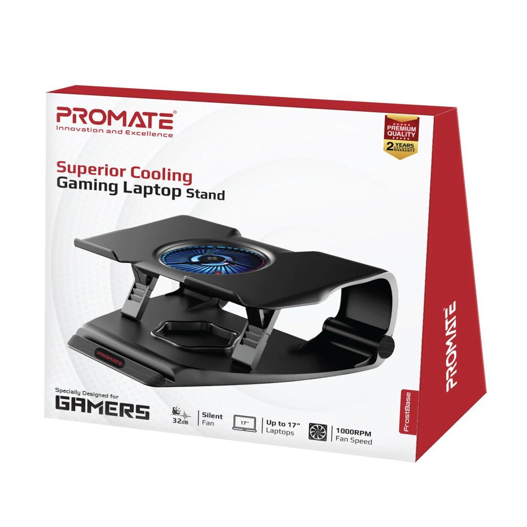 Promate FrostBase Superior Cooling Gaming Laptop Stand Black