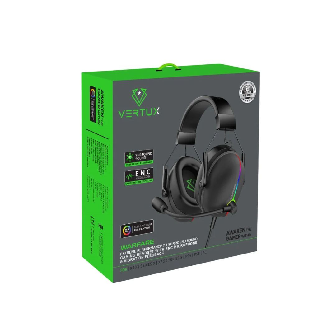 VERTUX Warfare RGB Gaming Headset Black