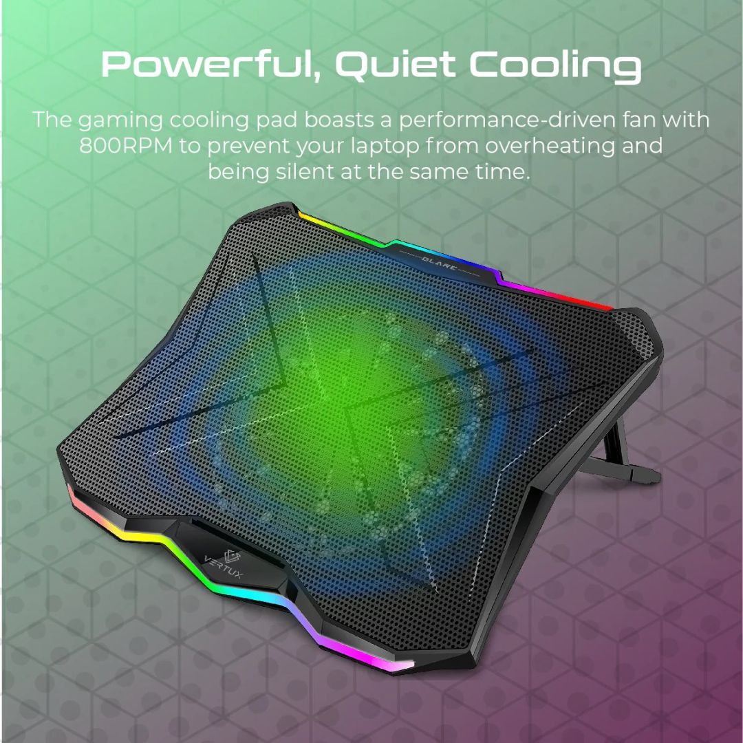 VERTUX Glare RGB Quiet Cooling Laptop Stand Black