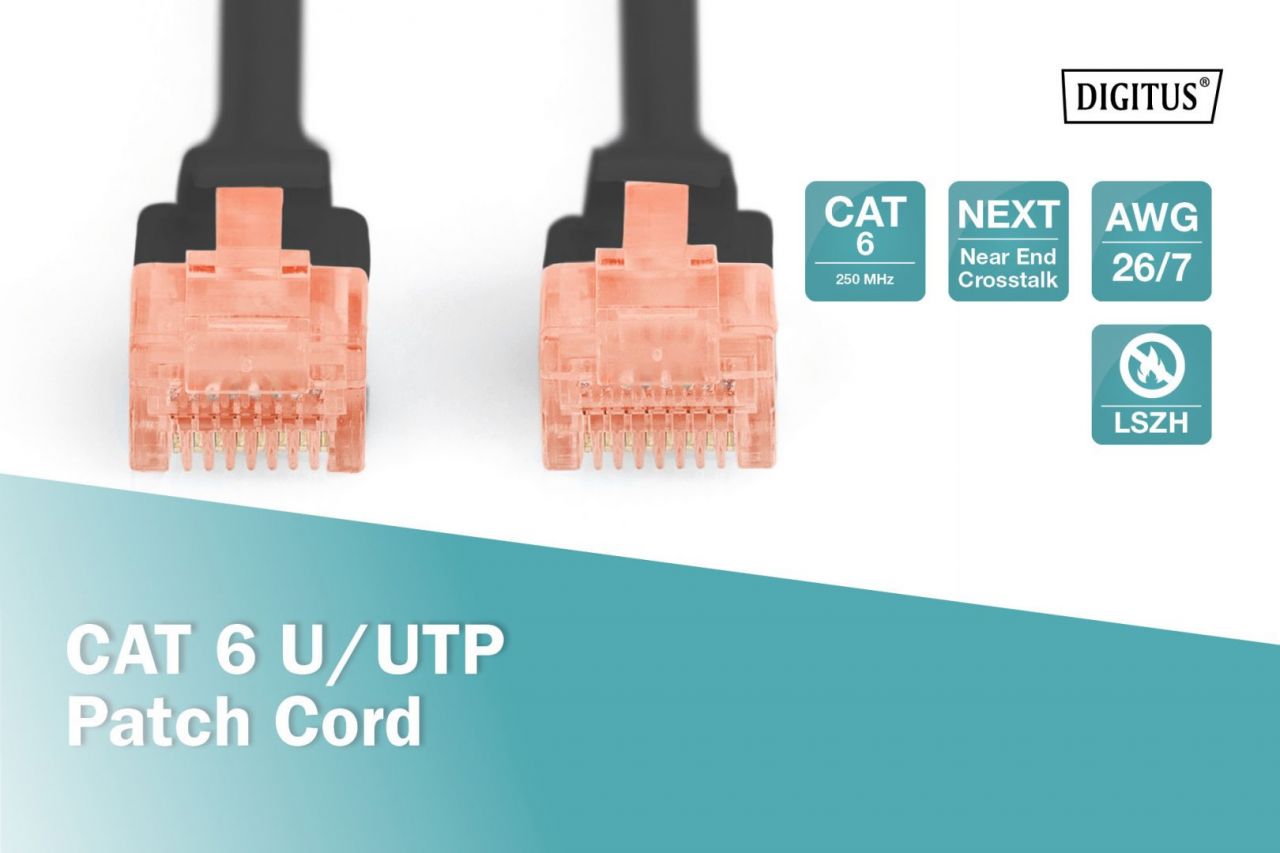 Digitus CAT6 U-UTP Patch Cable 0,25m Black