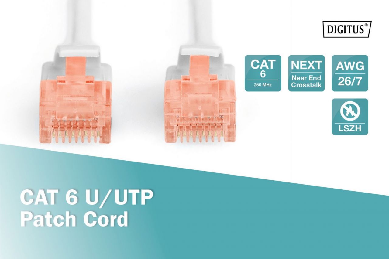 Digitus CAT6 U-UTP Patch Cable 0,5m Grey