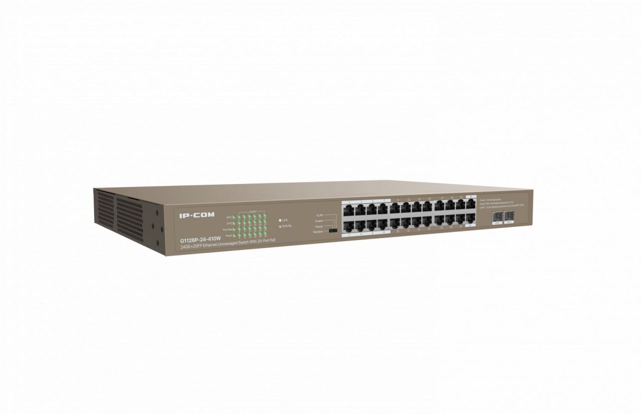 IP-COM G1126P-24-410W 24GE+2SFP Ethernet Unmanaged Switch With 24-Port PoE