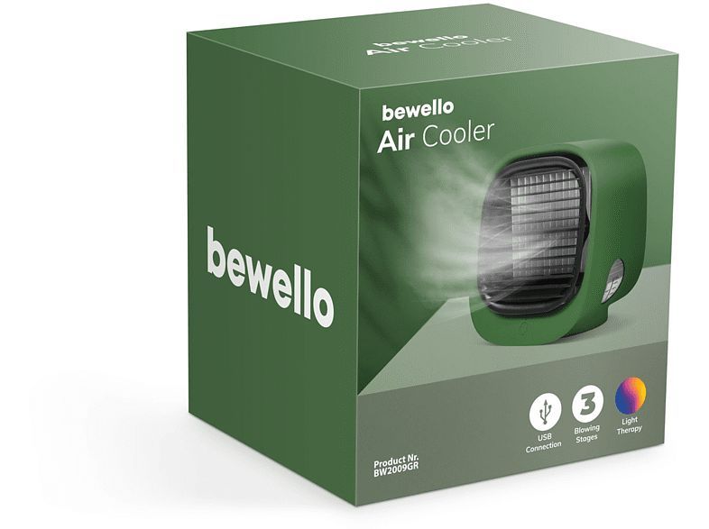 Bewello BW2009GR Hordozható mini léghűtő ventilátor USB Green