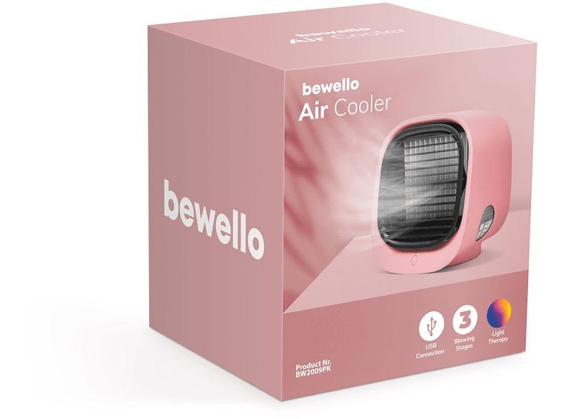 Bewello BW2009PK Hordozható mini léghűtő ventilátor USB Pink