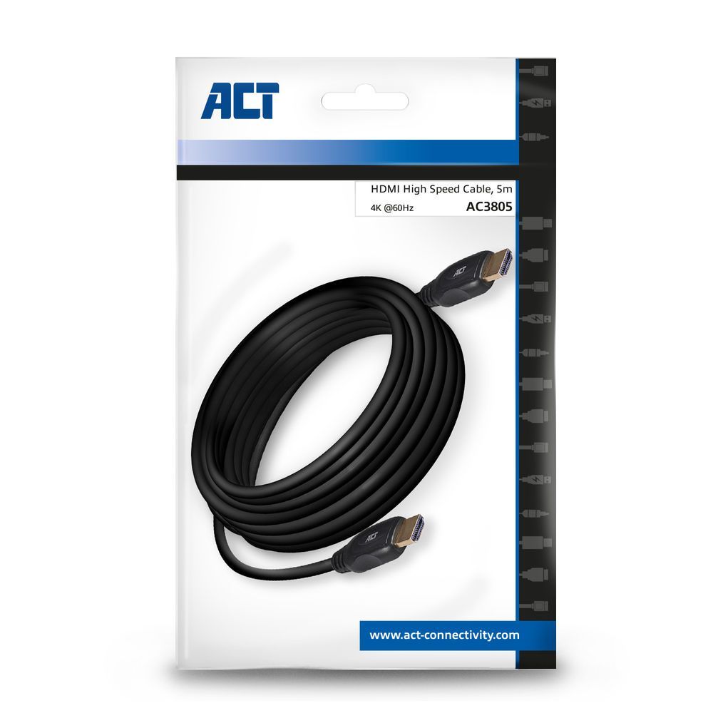 ACT AC3805 HDMI Ultra High Speed video cable v2.0 HDMI-A male - HDMI-A male 5m Black