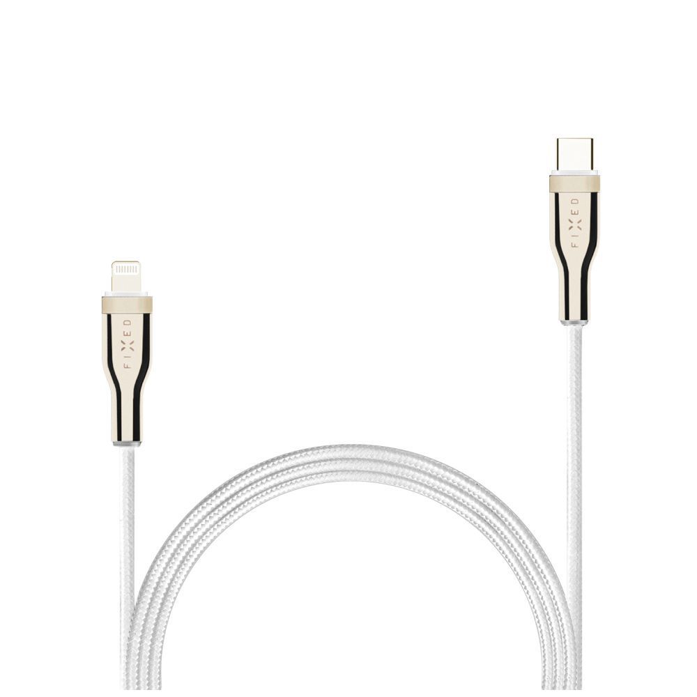 FIXED Braided Cable USB-C/Lightning, 1,2m, white