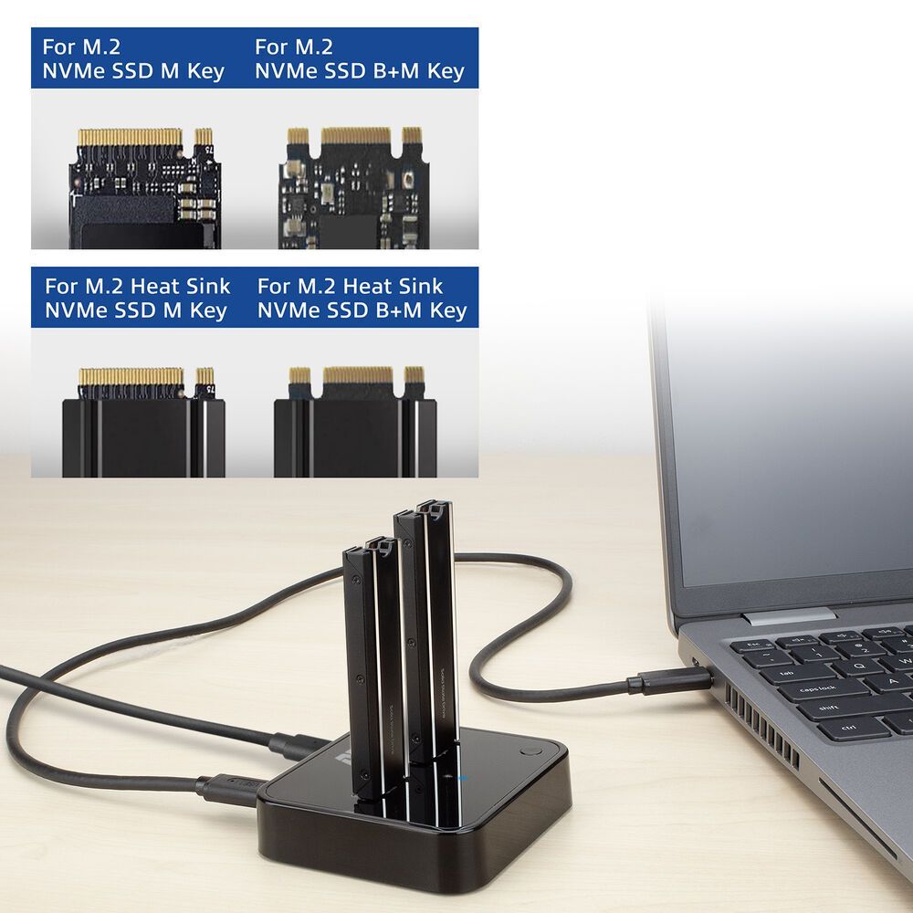 ACT AC1502 M.2 NVMe/PCIe dual SSD Docking Clone Station USB-C 3.2 Gen2 Black