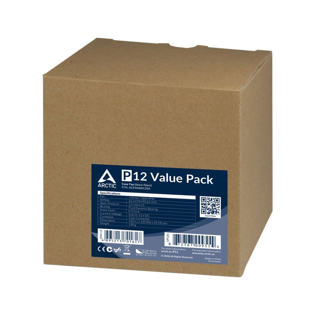 Arctic P12 Value Pack (Black/Black) (5db/cs)
