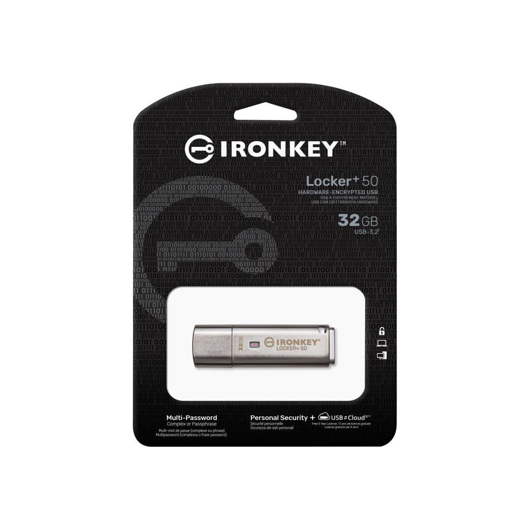 Kingston 32GB Ironkey Locker+ 50 USB3.2 Silver