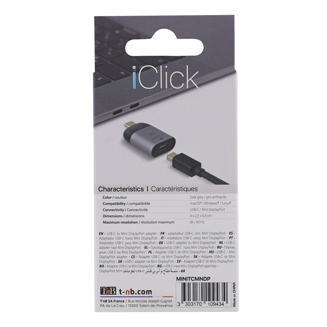 TnB USB-C to MiniDisplayPort 8K adapter Grey