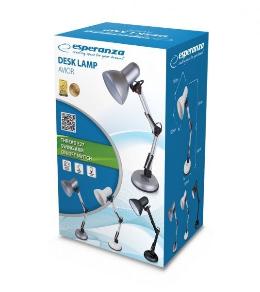 Esperanza Avior E27 Desk Lamp White