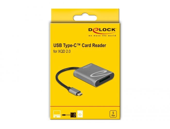 DeLock USB Type-C for XQD 2.0 Card Reader Grey