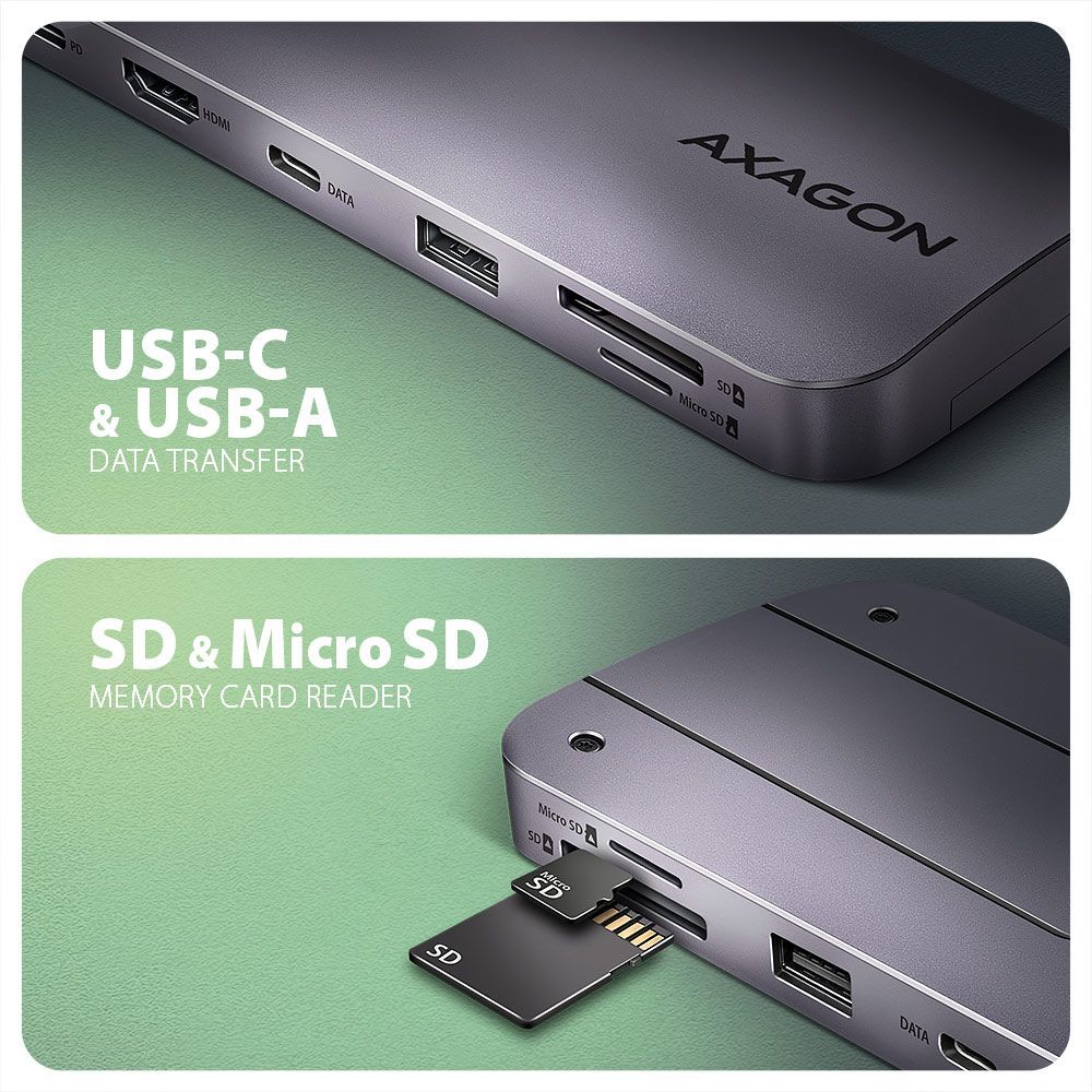 AXAGON HMC-6GM2 USB-C 10GBPS GEN2COMBO 6IN1 HUB