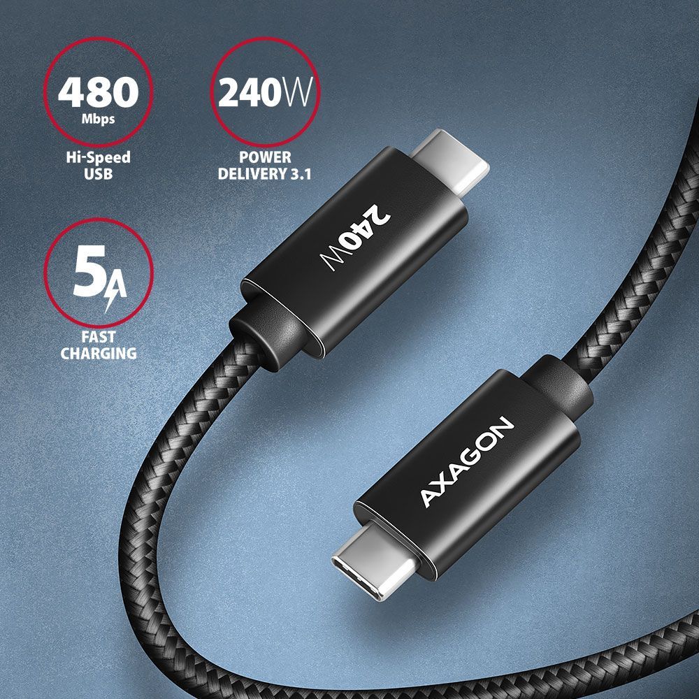 AXAGON BUCM2-CM30AB CHARGE USB-C <> USB-C Cable 3m Black