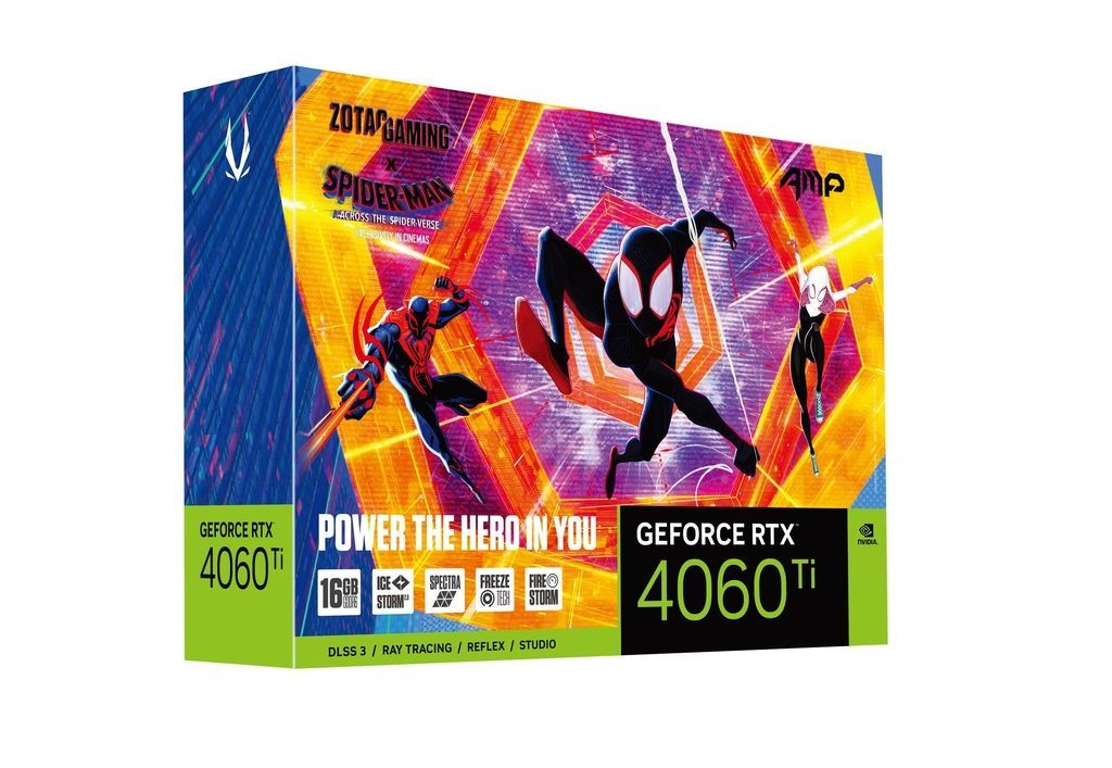 Zotac GeForce RTX4060 Ti 16GB DDR6 AMP SPIDER-MAN: Across the Spider-Verse Bundle