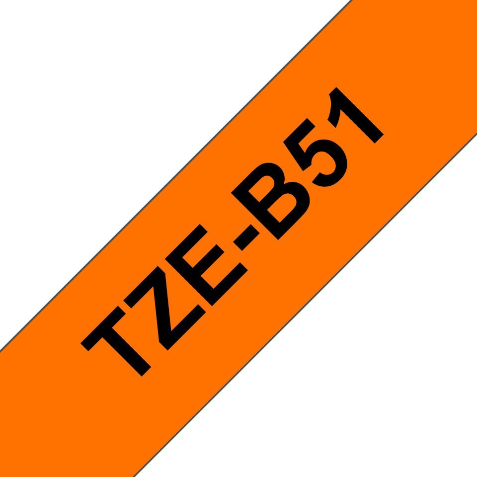 Brother TZe-B51 fluoreszkáló laminált P-touch szalag (24mm) Black on Orange - 5m