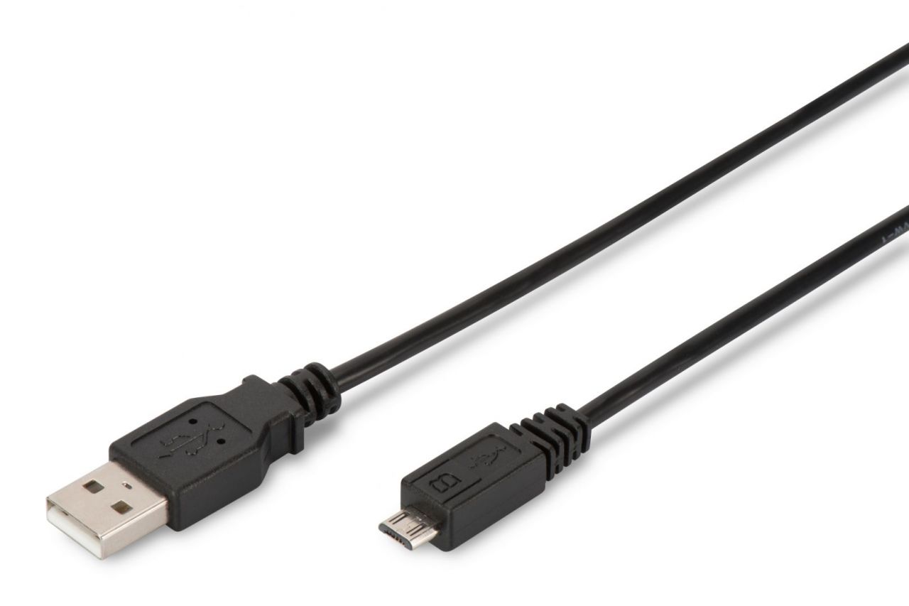 Assmann USB 2.0 connection cable, type A - micro B 1m Black