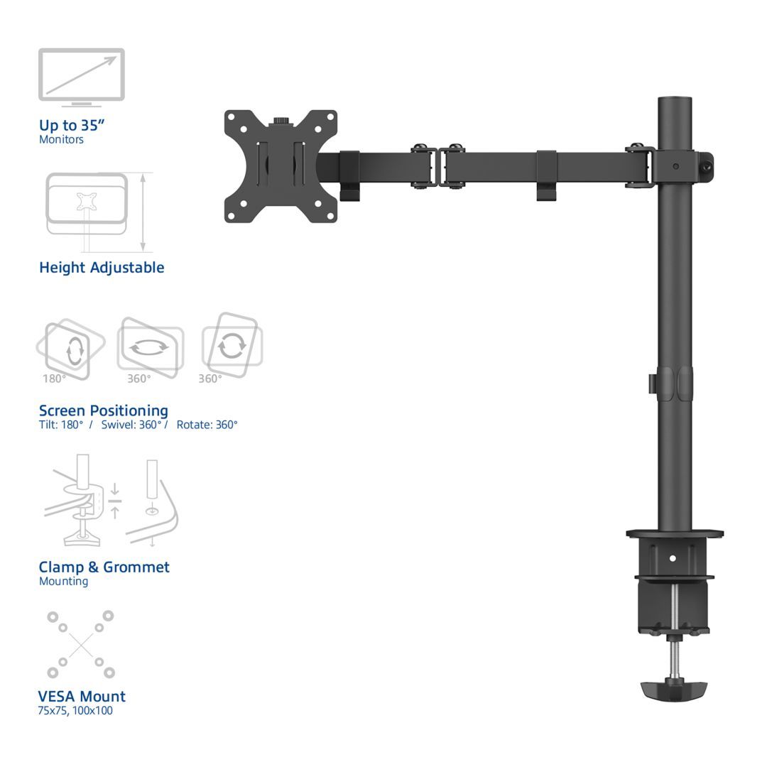 ACT AC8301 Single Monitor Arm 10"-35" Black ACT AC8301 Single Monitor Arm 10"-35" Black